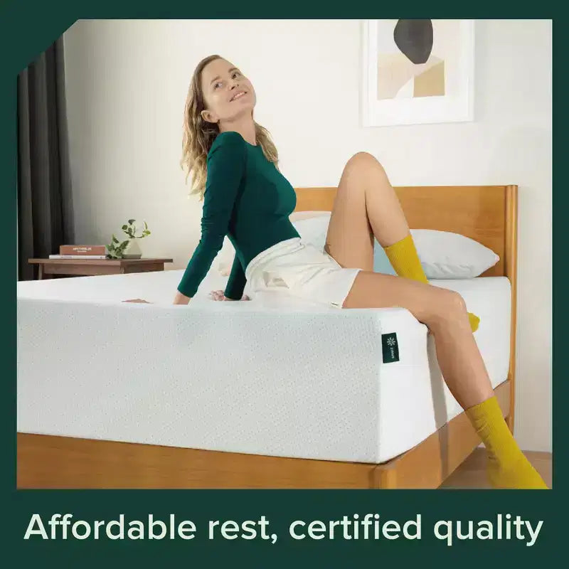 Matelas en mousse à mémoire de forme au thé vert Zinus 14 pouces Queen, sensation mi-ferme, soulagement de la pression zoné, mousses et tissus certifiés sans danger, matelas en boîte