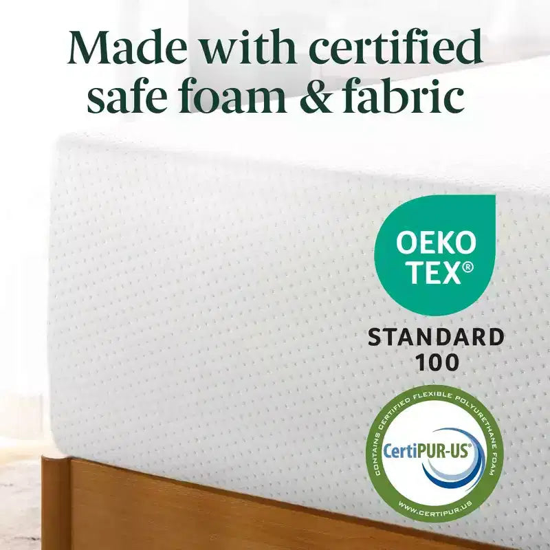 Matelas en mousse à mémoire de forme au thé vert Zinus 14 pouces Queen, sensation mi-ferme, soulagement de la pression zoné, mousses et tissus certifiés sans danger, matelas en boîte