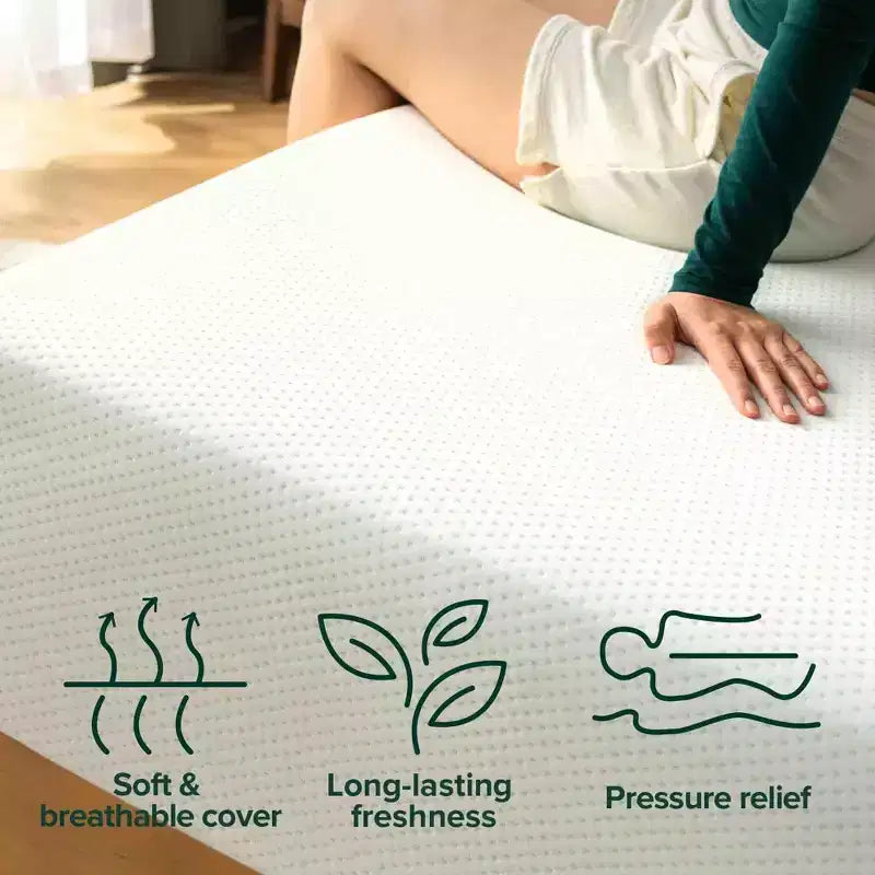 Matelas en mousse à mémoire de forme au thé vert Zinus 14 pouces Queen, sensation mi-ferme, soulagement de la pression zoné, mousses et tissus certifiés sans danger, matelas en boîte