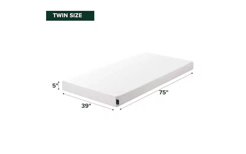 Matelas en mousse à mémoire de forme Zinus 5 Twin Cooling Essential, sans fibre de verre, fermeté moyenne, couches rafraîchissantes et respirantes, matériaux certifiés sûrs