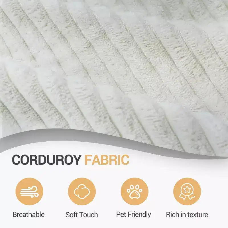 Canapé sectionnel modulaire Whisen avec accoudoir droit en chenille, canapé-lit convertible en blocs de tofu - Crème