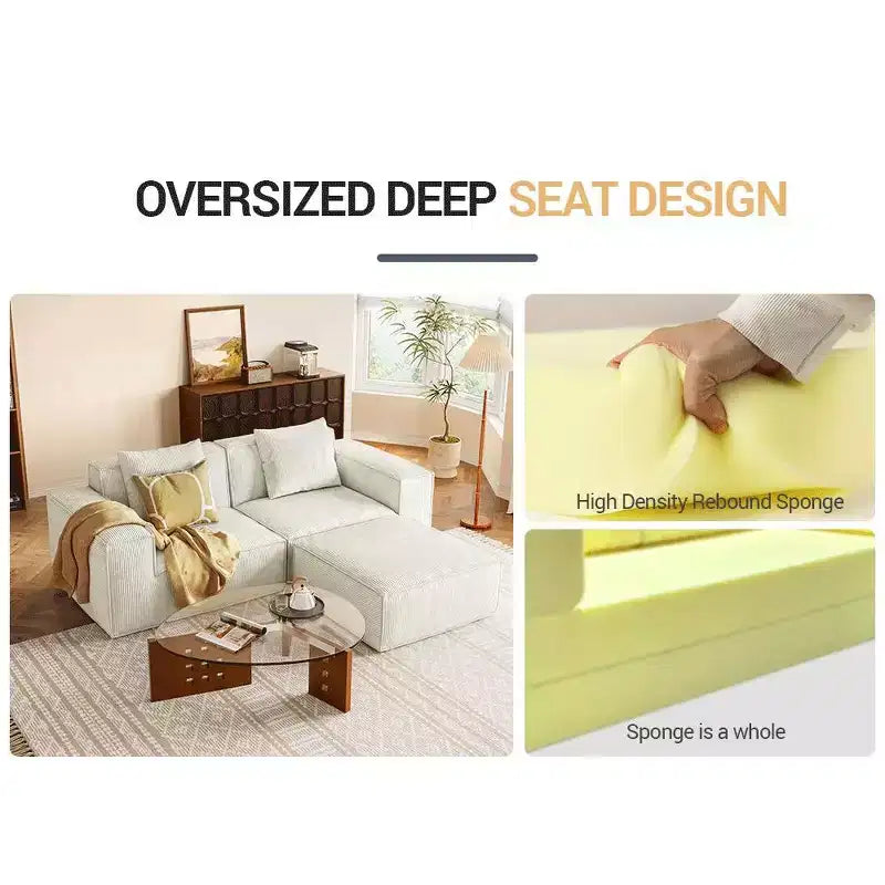 Canapé sectionnel modulaire Whisen avec accoudoir droit en chenille, canapé-lit convertible en blocs de tofu - Crème