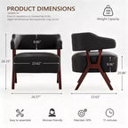Fauteuil d'appoint rembourré TYBOATLE style mi-siècle avec assise revêtue de similicuir et cadre en bois massif