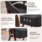 Fauteuil d'appoint rembourré TYBOATLE style mi-siècle avec assise revêtue de similicuir et cadre en bois massif