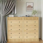 Commode 5 tiroirs cannelée de 80 cm avec dispositif anti-basculement - Rangement Chêne Naturel pour Chambre et Salon