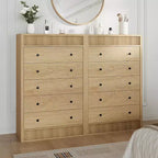 Commode 5 tiroirs cannelée de 80 cm avec dispositif anti-basculement - Rangement Chêne Naturel pour Chambre et Salon