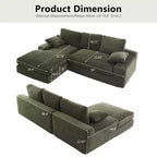 Canapé compressé en velours côtelé Clihome - Doux et agréable pour la peau avec 3 coussins de dossier et 2 coussins décoratifs