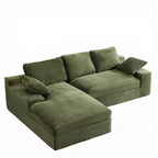 Clihome Corduroy Compressed Sofa - Soft Skin-Friendly with 3 Back Cushions & 2 Throw Pillows
