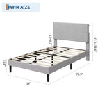 Cadre de lit Queen Size, Cadre de lit plateforme rembourré réglable en velours avec station de recharge, Tête de lit de rangement réglable, Aucun sommier tapissier requis