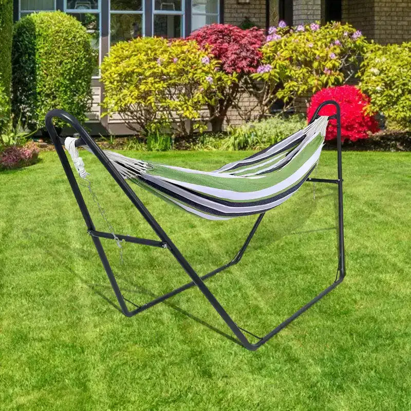 Support de hamac double universel Acekool, capacité de 250 kg, support de hamac en métal robuste pour hamacs de 2,7 à 4,3 m, patio extérieur, noir