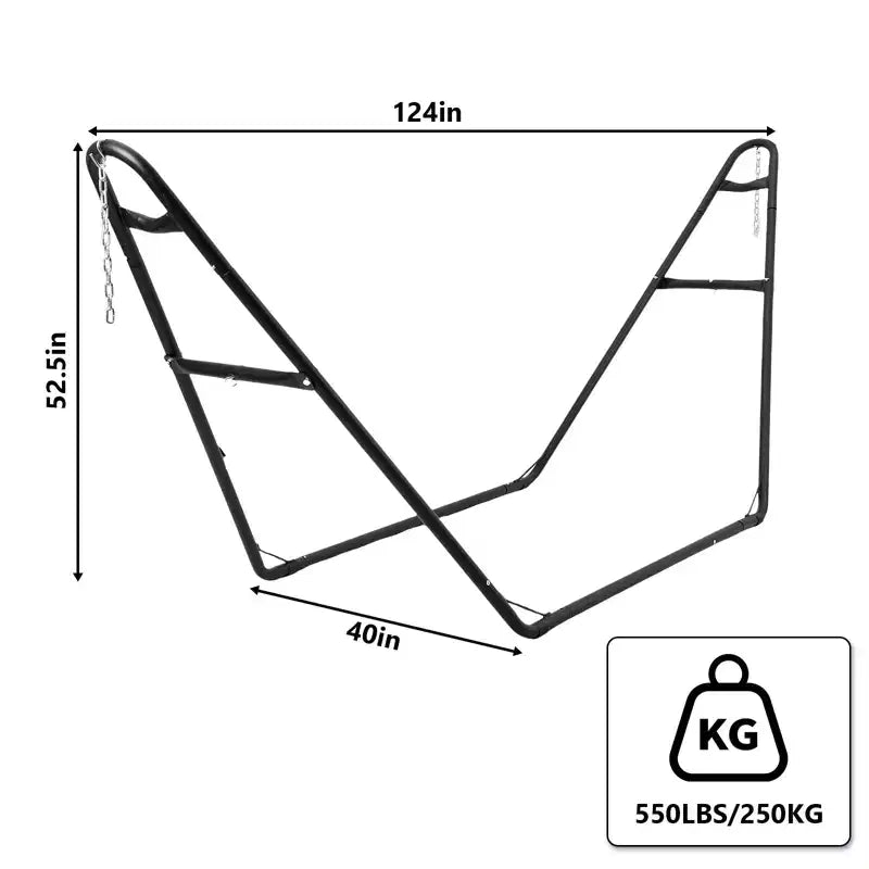 Support de hamac double universel Acekool, capacité de 250 kg, support de hamac en métal robuste pour hamacs de 2,7 à 4,3 m, patio extérieur, noir