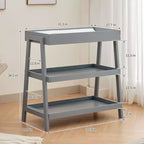 Table à langer Acekool avec matelas imperméable, Station de change portable avec 2 étagères de rangement pour nourrissons