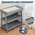 Table à langer Acekool avec matelas imperméable, Station de change portable avec 2 étagères de rangement pour nourrissons