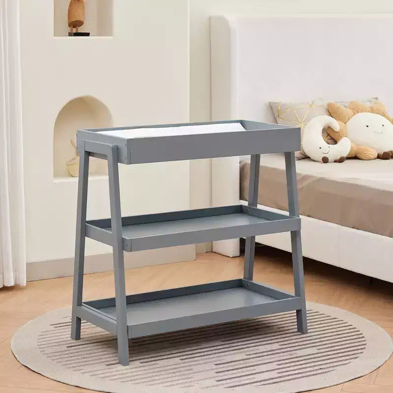 Table à langer Acekool avec matelas imperméable, Station de change portable avec 2 étagères de rangement pour nourrissons