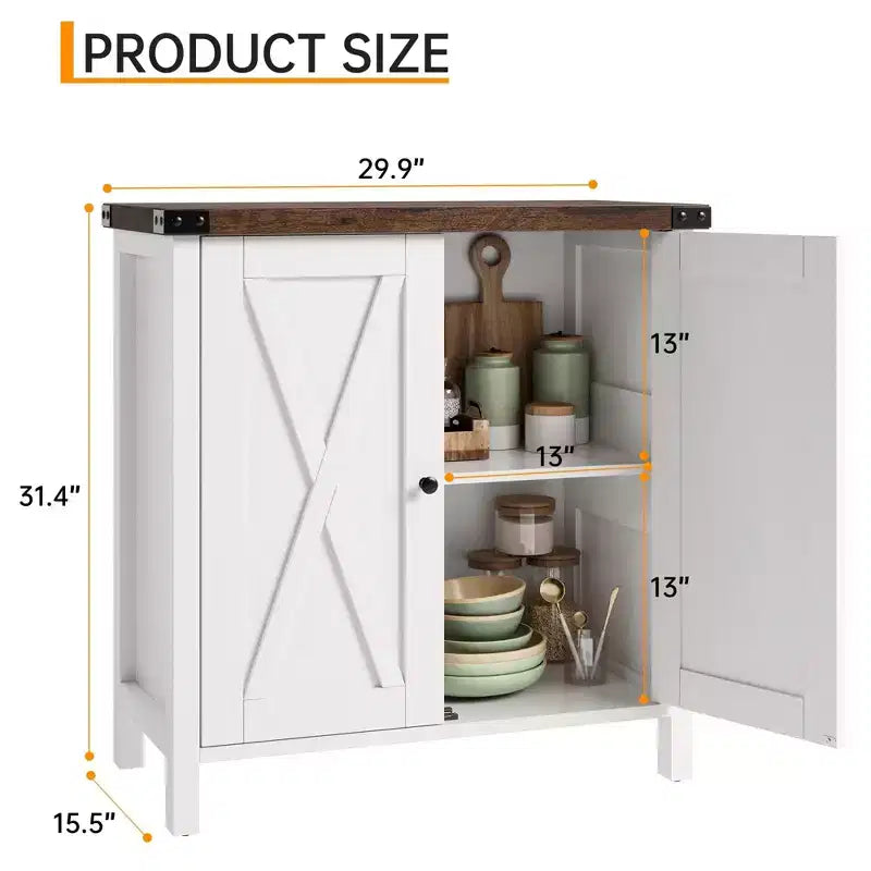 Meuble de bar à café de ferme GustoWave 30 avec étagère réglable, armoire de rangement de cuisine pour salle à manger, salon, marron et blanc
