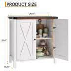 Meuble de bar à café de ferme GustoWave 30 avec étagère réglable, armoire de rangement de cuisine pour salle à manger, salon, marron et blanc