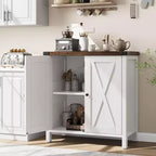 Meuble de bar à café de ferme GustoWave 30 avec étagère réglable, armoire de rangement de cuisine pour salle à manger, salon, marron et blanc