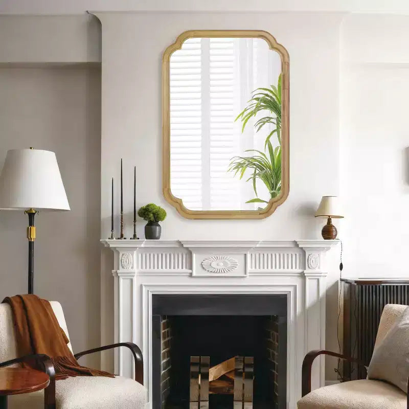 Miroir mural 24 x 36 avec cadre en bois massif, coins arrondis, miroir décoratif pour salle de bain, chambre à coucher, salon, entrée-Panipeachy