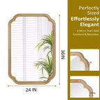 Miroir mural 24 x 36 avec cadre en bois massif, coins arrondis, miroir décoratif pour salle de bain, chambre à coucher, salon, entrée-Panipeachy