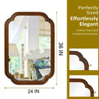Miroir mural 24 x 36 avec cadre en bois massif, coins arrondis, miroir décoratif pour salle de bain, chambre à coucher, salon, entrée-Panipeachy