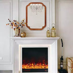 Miroir mural 24 x 36 avec cadre en bois massif, coins arrondis, miroir décoratif pour salle de bain, chambre à coucher, salon, entrée-Panipeachy