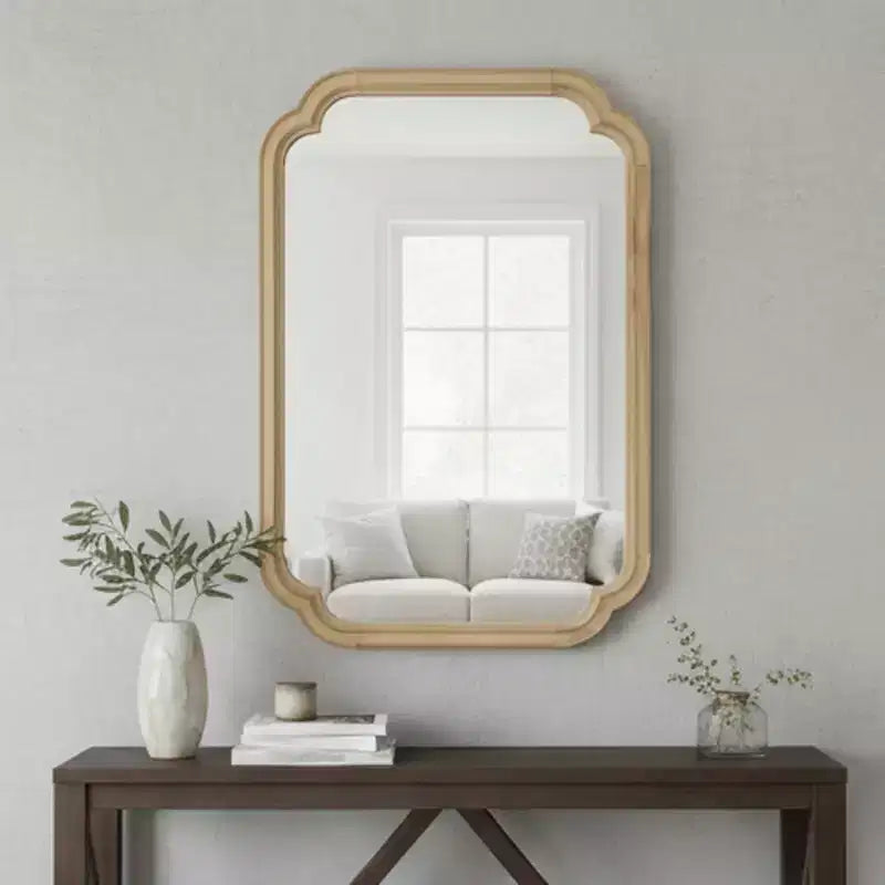 Miroir mural 24 x 36 avec cadre en bois massif, coins arrondis, miroir décoratif pour salle de bain, chambre à coucher, salon, entrée-Panipeachy