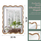 Miroir mural 30 x 40 avec cadre en bois massif, miroir décoratif rectangulaire ondulé pour salle de bain, chambre à coucher, salon, entrée-Panipeachy