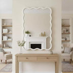 Miroir mural 30 x 40 avec cadre en bois massif, miroir décoratif rectangulaire ondulé pour salle de bain, chambre à coucher, salon, entrée-Panipeachy