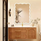 Miroir mural 30 x 40 avec cadre en bois massif, miroir décoratif rectangulaire ondulé pour salle de bain, chambre à coucher, salon, entrée-Panipeachy