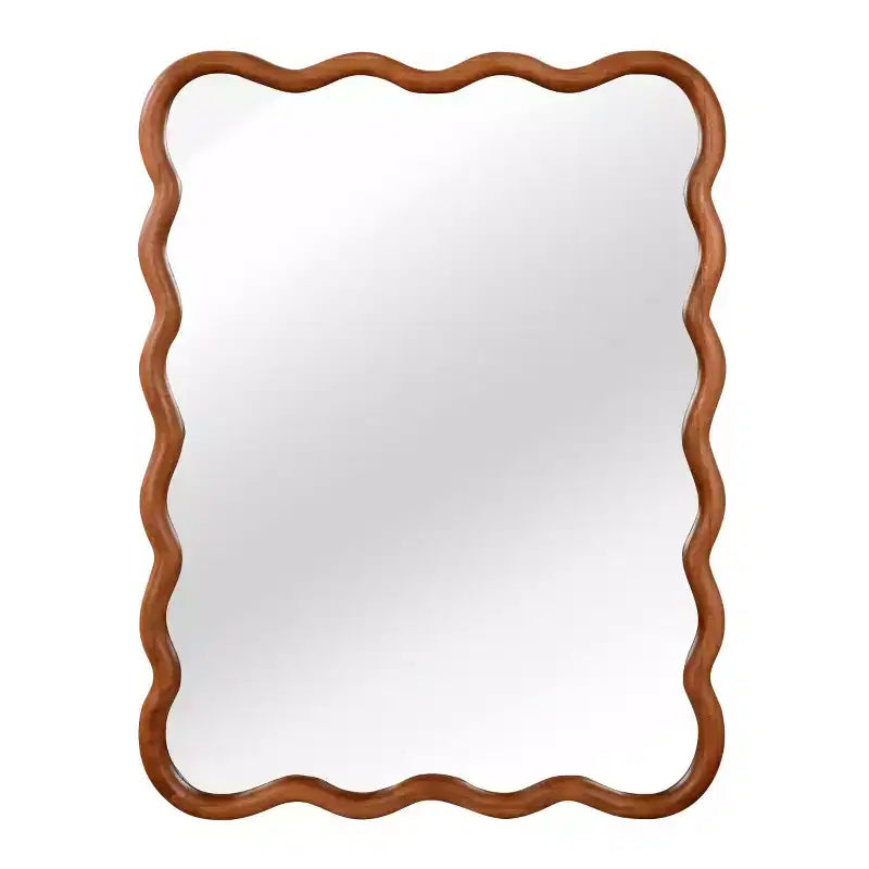 Miroir mural 30 x 40 avec cadre en bois massif, miroir décoratif rectangulaire ondulé pour salle de bain, chambre à coucher, salon, entrée-Panipeachy
