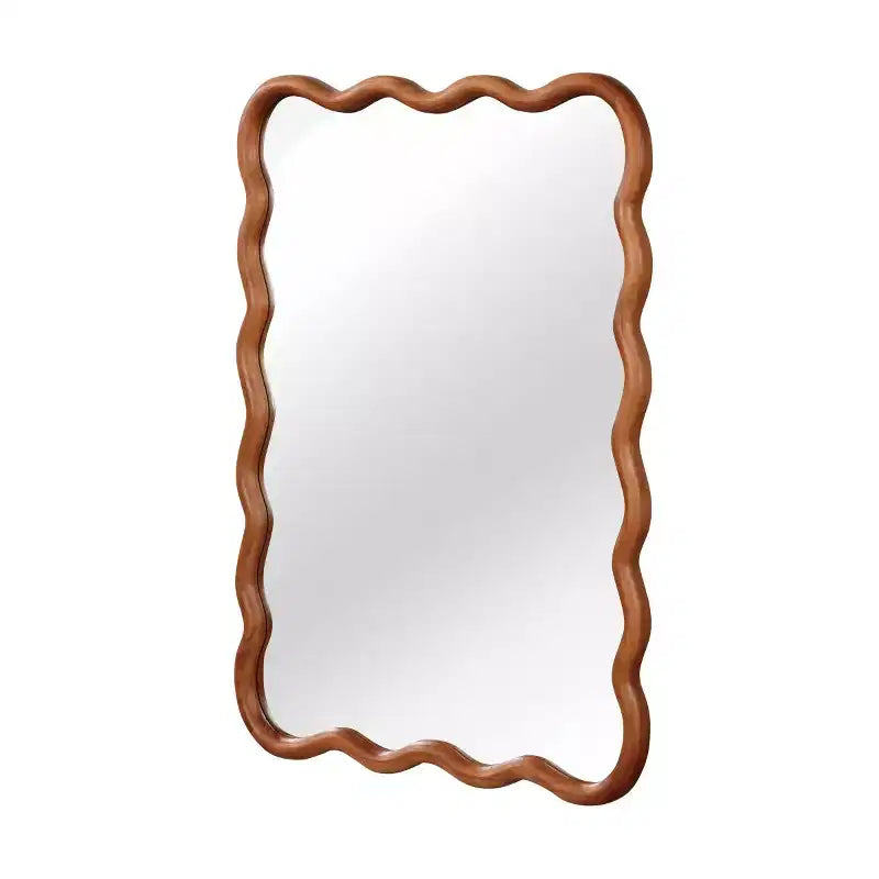 Miroir mural 30 x 40 avec cadre en bois massif, miroir décoratif rectangulaire ondulé pour salle de bain, chambre à coucher, salon, entrée-Panipeachy
