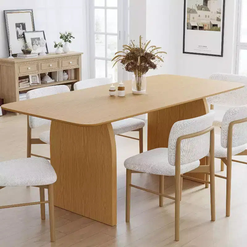 PexFix 67 x 33.5 Table de salle à manger de style ferme, en bois massif, avec pieds arqués et plateau carré en bois naturel pour salle à manger et cuisine