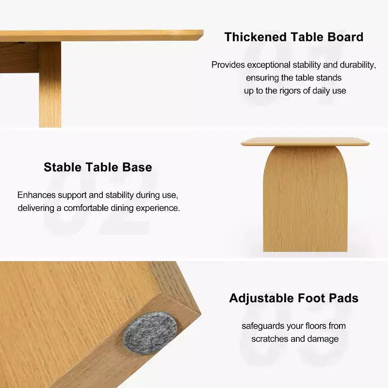 PexFix 67 x 33.5 Table de salle à manger de style ferme, en bois massif, avec pieds arqués et plateau carré en bois naturel pour salle à manger et cuisine