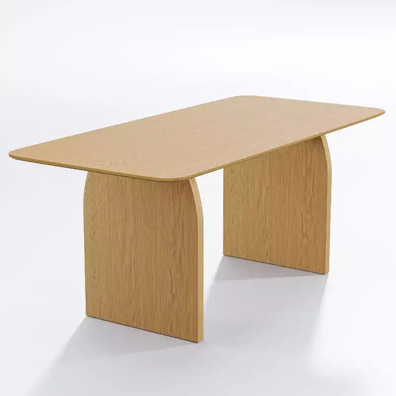 PexFix 67 x 33.5 Table de salle à manger de style ferme, en bois massif, avec pieds arqués et plateau carré en bois naturel pour salle à manger et cuisine
