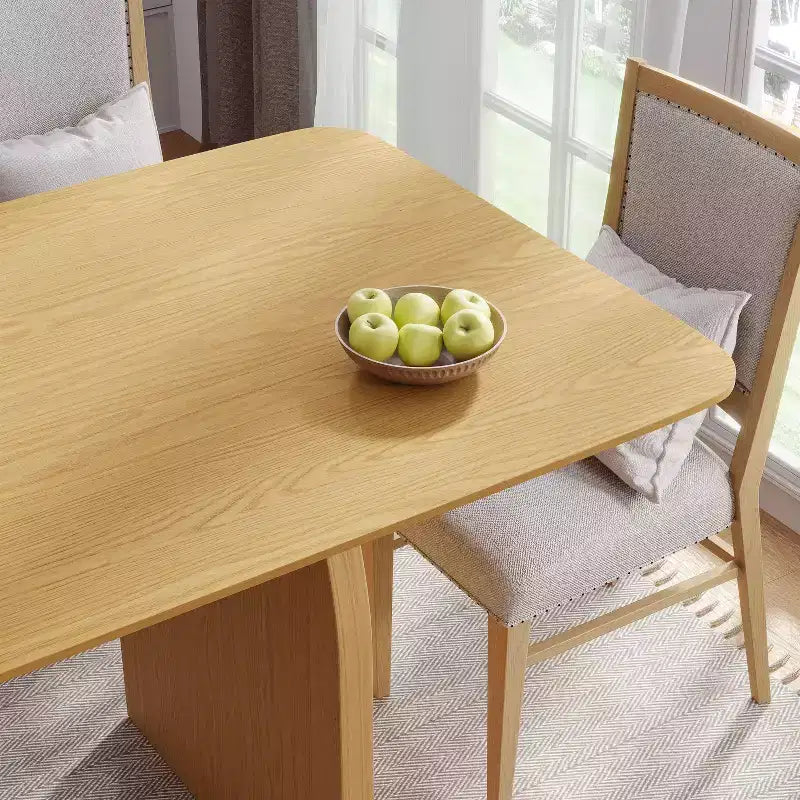 PexFix 67 x 33.5 Table de salle à manger de style ferme, en bois massif, avec pieds arqués et plateau carré en bois naturel pour salle à manger et cuisine
