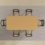 PexFix 67 x 33.5 Table de salle à manger de style ferme, en bois massif, avec pieds arqués et plateau carré en bois naturel pour salle à manger et cuisine