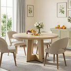 Table de salle à manger ronde de 47 pouces pour 4 à 6 personnes - Table de cuisine circulaire avec base de piédestal robuste, meuble de salle à manger peu encombrant
