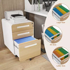 Meuble Classeur Mobile à 3 Tiroirs avec Serrure C Entièrement Assemblé Rangement Sous-Bureau pour Dossiers A4/Lettre/Légal, Conception en Métal Roulant à 5 Roues