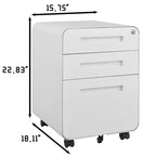 Meuble Classeur Mobile à 3 Tiroirs avec Serrure C Entièrement Assemblé Rangement Sous-Bureau pour Dossiers A4/Lettre/Légal, Conception en Métal Roulant à 5 Roues