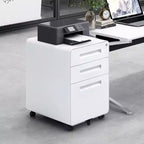 Meuble Classeur Mobile à 3 Tiroirs avec Serrure C Entièrement Assemblé Rangement Sous-Bureau pour Dossiers A4/Lettre/Légal, Conception en Métal Roulant à 5 Roues