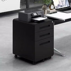 Meuble Classeur Mobile à 3 Tiroirs avec Serrure C Entièrement Assemblé Rangement Sous-Bureau pour Dossiers A4/Lettre/Légal, Conception en Métal Roulant à 5 Roues