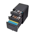 Meuble Classeur Mobile à 3 Tiroirs avec Serrure C Entièrement Assemblé Rangement Sous-Bureau pour Dossiers A4/Lettre/Légal, Conception en Métal Roulant à 5 Roues
