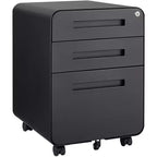 3-Drawer Mobile File Cabinet with Lock C Fully Assembbled Under-Desk Storage for A4/Letter/Legal Files, 5-Wheel Rolling Metal Design