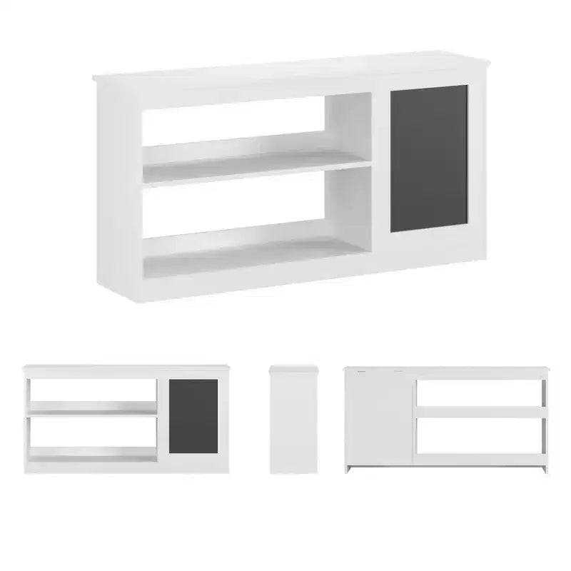 Étagère à Livres et Meuble de Rangement pour Jouets 3-en-1 pour Enfants avec Tableau Noir, Organisateur Blanc Moderne pour Salle de Jeux