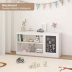 Étagère à Livres et Meuble de Rangement pour Jouets 3-en-1 pour Enfants avec Tableau Noir, Organisateur Blanc Moderne pour Salle de Jeux
