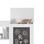 Étagère à Livres et Meuble de Rangement pour Jouets 3-en-1 pour Enfants avec Tableau Noir, Organisateur Blanc Moderne pour Salle de Jeux