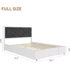 Cadre de lit tapissé GustoWave double/grand lit/très grand lit pour chambre à coucher, tête de lit moelleuse à capitonnage, support à lattes en bois, blanc