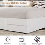 Cadre de lit tapissé GustoWave double/grand lit/très grand lit pour chambre à coucher, tête de lit moelleuse à capitonnage, support à lattes en bois, blanc