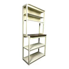 VIYET 67 5-Tier Bakers Rack (White & Rustic Brown), Particle Board Kitchen Storage Shelf (Microwave Stand & Coffee Bar Organizer)