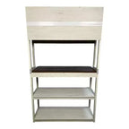 VIYET 67 Étagère de boulanger à 5 niveaux (blanc et marron rustique), étagère de rangement de cuisine en panneaux de particules (support de micro-ondes et organisateur de bar à café)